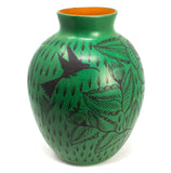 Oval-Shaped Green/Black Vase, Burnished Clay