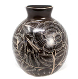 Ball-Shaped White/Brown Vase,<br>Burnished Clay