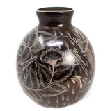 Ball-Shaped White/Brown Vase,<br>Burnished Clay