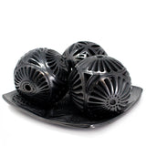 Three Pierced Spheres Tray, Oaxaca Black Clay