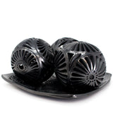 Three Pierced Spheres Tray, Oaxaca Black Clay