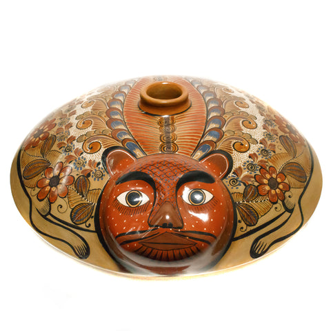 Nahual Face Churumbela Vase, Burnished Clay