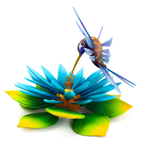 Humming Bird and Flower Alebrije, Copal Wood