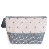 Double View Gray/White Cosmetics Bag, Backstrap Loom