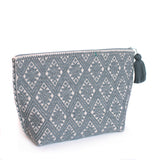 Double View Gray/White Cosmetics Bag, Backstrap Loom