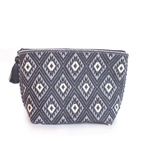 Gray Tones Cosmetics Bag,  Backstrap Loom