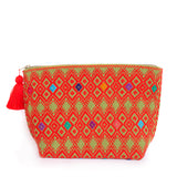 Orange/Green Cosmetics Bag,  Backstrap Loom