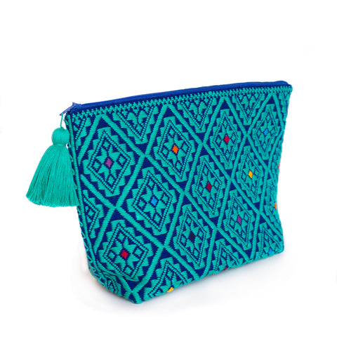 Blue/Turquoise Cosmetics Bag,  Backstrap Loom