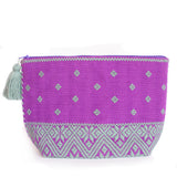 Double View Purple/Mint Cosmetics Bag, Backstrap Loom