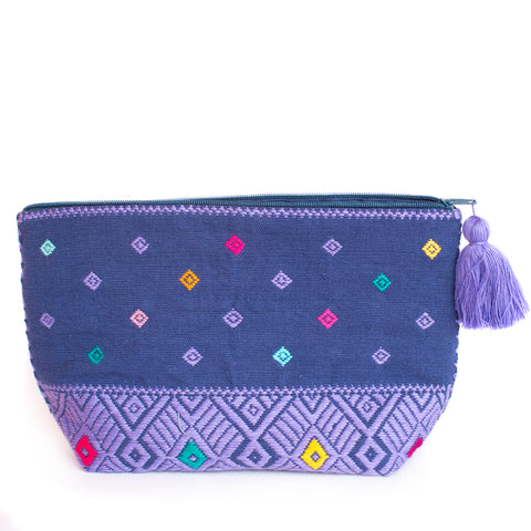 Double View Purple/Blue Cosmetics Bag, Backstrap Loom