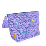 Double View Purple/Blue Cosmetics Bag, Backstrap Loom