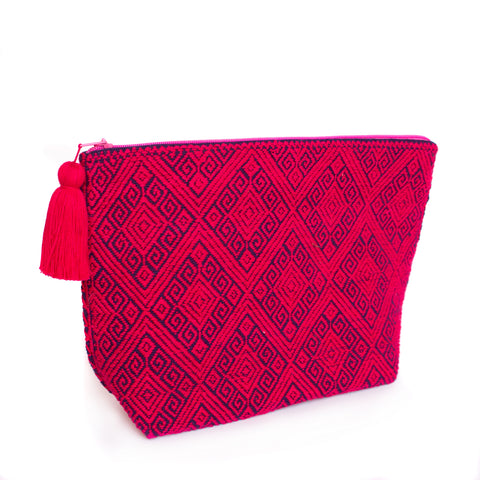 Red/Blue Cosmetics Bag,  Backstrap Loom