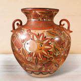 Sun, Moon, Nahuales and Eagle Vase, Burnished Clay