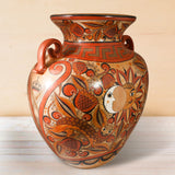 Sun, Moon, Nahuales and Eagle Vase, Burnished Clay