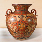 Sun, Moon, Nahuales and Eagle Vase, Burnished Clay