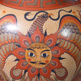 Sun, Moon, Nahuales and Eagle Vase, Burnished Clay