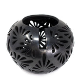 Small Flowers Glossy Sphere, Black Clay