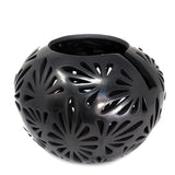 Small Flowers Glossy Sphere, Black Clay