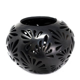 Small Flowers Glossy Sphere, Black Clay