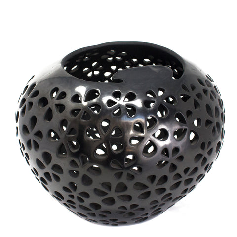 Thousand Petals Glossy Sphere, Black Clay