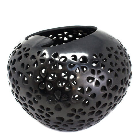 Thousand Petals Glossy Sphere, Black Clay