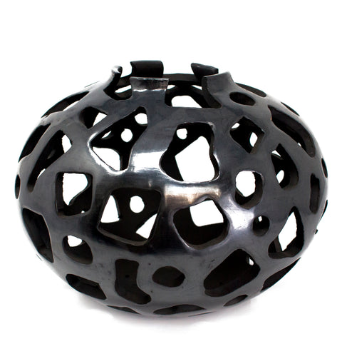 Geometric Shaped Holes Sphere, Oaxaca Black Clay