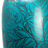 Elongated Turquoise/Black Vase, Burnished Clay