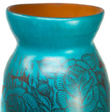 Elongated Turquoise/Black Vase, Burnished Clay