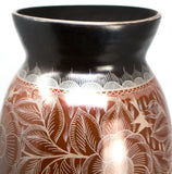 Elongated Red/White Vase with Borders,<br>Burnished Clay