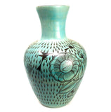 Elongated Wide Mouthed Green/Black Vase, Burnished Clay