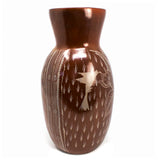 Elongated Red/White Vase, Burnished Clay