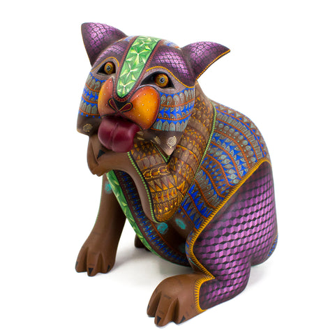 Bathing Wildcat Alebrije, Copal Wood