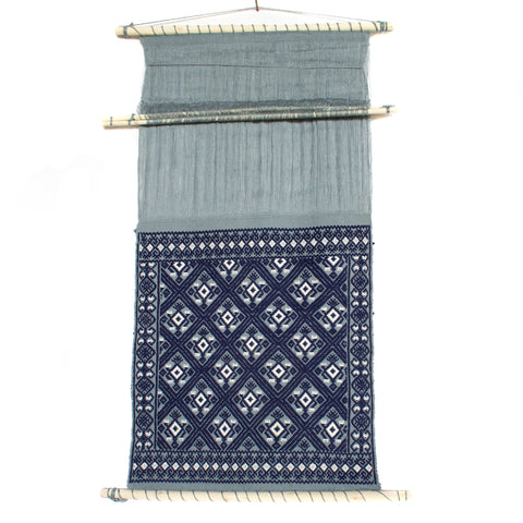 Gray & Blue Hanging Backstrap Loom, Backstrap Weaving