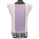 Purple & Diamonds and White Huipil, Pedal Loom