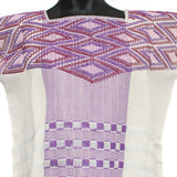 Purple & Diamonds and White Huipil, Pedal Loom