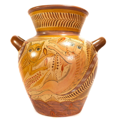 Eagle and Nahuales Vase, Canelo Clay