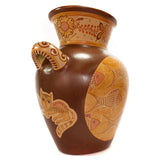 Fishes and Nahuales Eagle Vase, Canelo Clay