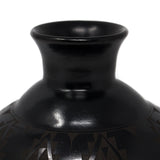 Semi-flat, Maw and Mouth Rounding Dots Jug, Scribed Black Clay