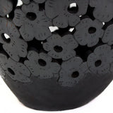 Large Textured Pitcher with Pierced Flowers, Oaxaca Black Clay