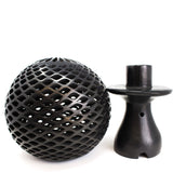 Pierced Diamond Pattern Ball Lamp with Stand, Oaxaca Black Clay