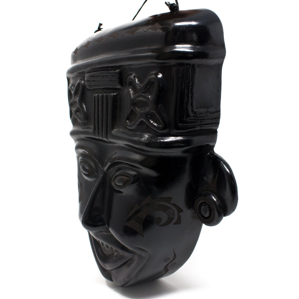 Smiling Mask, Scribed Black Clay