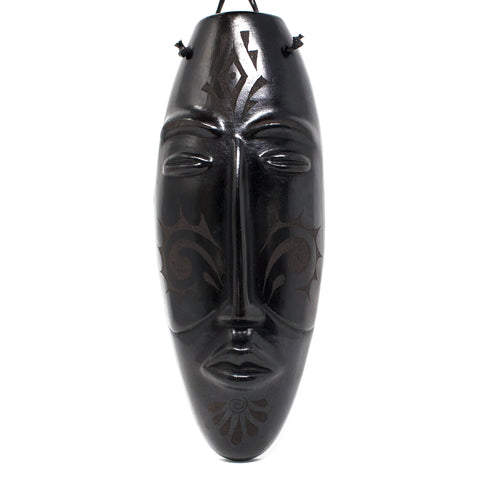 Elongated Kissing Mask, Scribed Black Clay