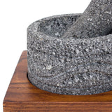 Small round engraved Molcajete, Basalt Stone