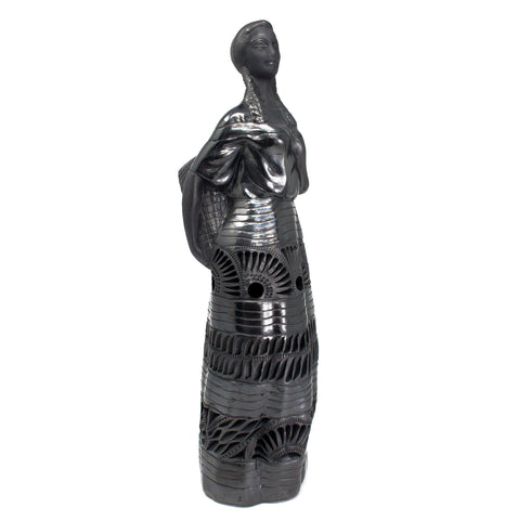 Mountain Woman with a Basket, Oaxaca Black Clay