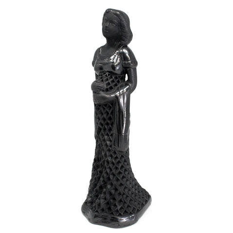 Pregnant Woman Wearing a Rebozo and Pierced Skirt, Oaxaca Black Clay