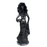 Tehuana Woman with Flower Skirt, Basket and Headdress, Oaxaca Black Clay