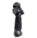 Tehuana Woman with Jug, Stars Blouse and Headdress, Oaxaca Black Clay