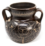 Wide Mouthed Double Handles Pot, Burnished Clay