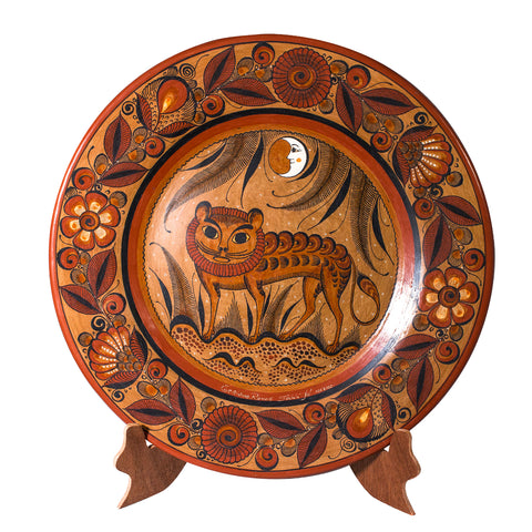 Nahual and Moon Dish, Burnished Clay