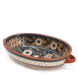 Tonala Iconography Oval Shaped Tray, Burnished Clay